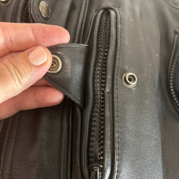 Vtg Teknic Black Leather Motorcycle Jacket Men’s Sz 40/50 Padded Biker Cafe Race - Picture 8 of 14